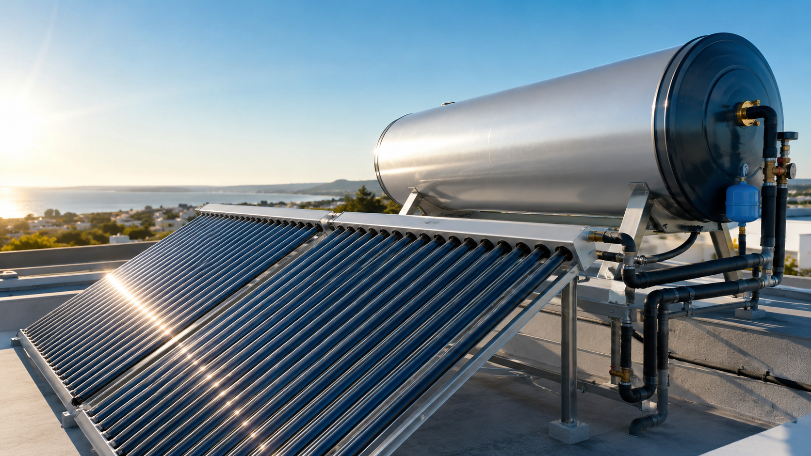 Sistema solar térmico premium con acumulación y captadores